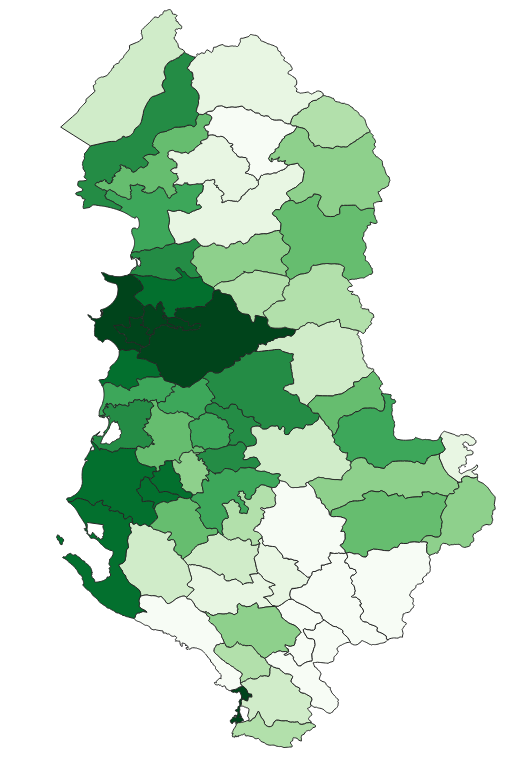 Geodemographics dataset for Albania at municipal level with adminsitrative boundaries