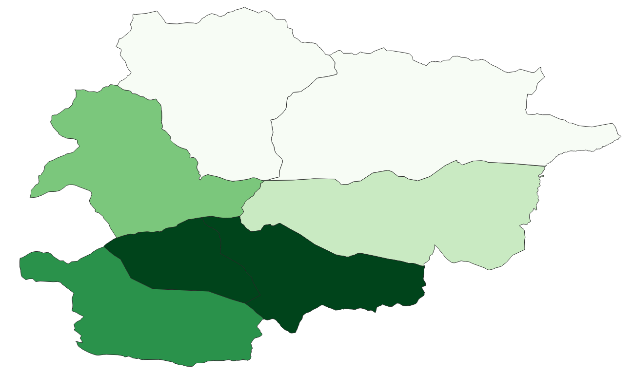 Geodemographics dataset for Andorra at municipal level with adminsitrative boundaries