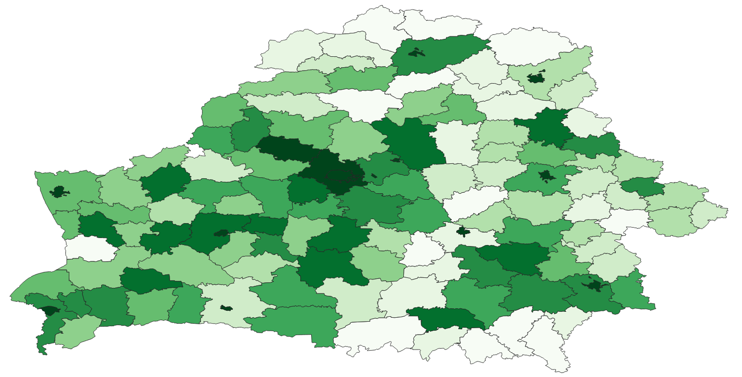 Geodemographics dataset for Belarus at municipal level with adminsitrative boundaries