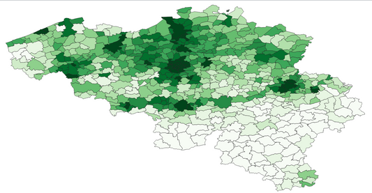 Geodemographics dataset for Belgium at municipal level with adminsitrative boundaries