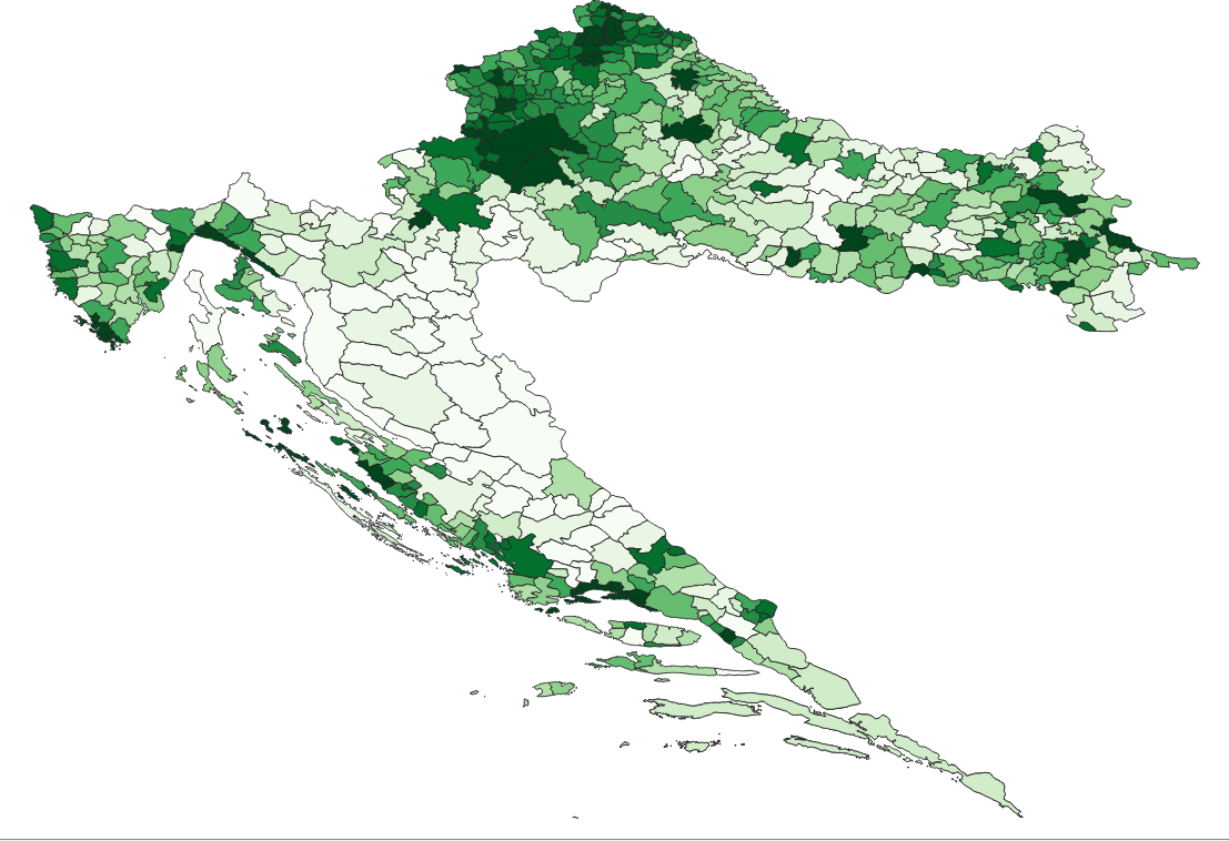 Geodemographics dataset for Croatia at municipal level with adminsitrative boundaries