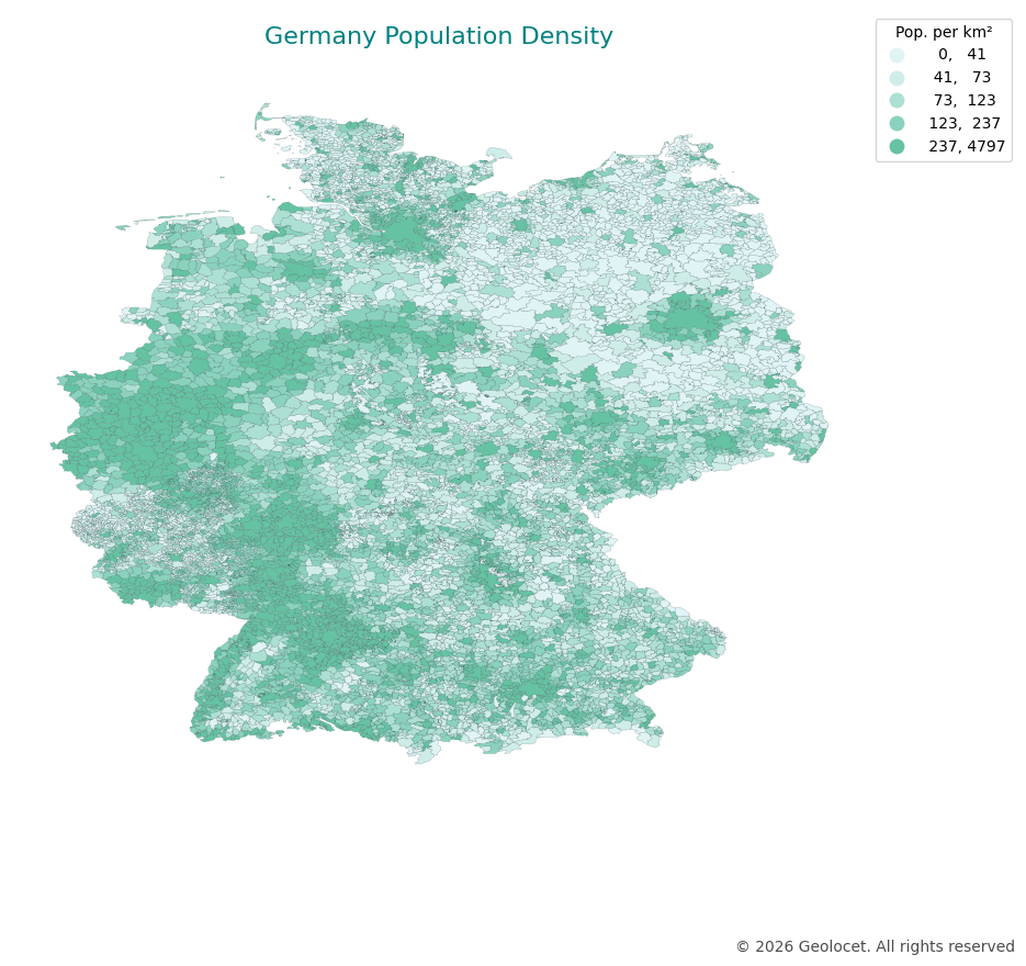 Germany 2025 Municipality Population Data: Age & Gender + Shapefile ...