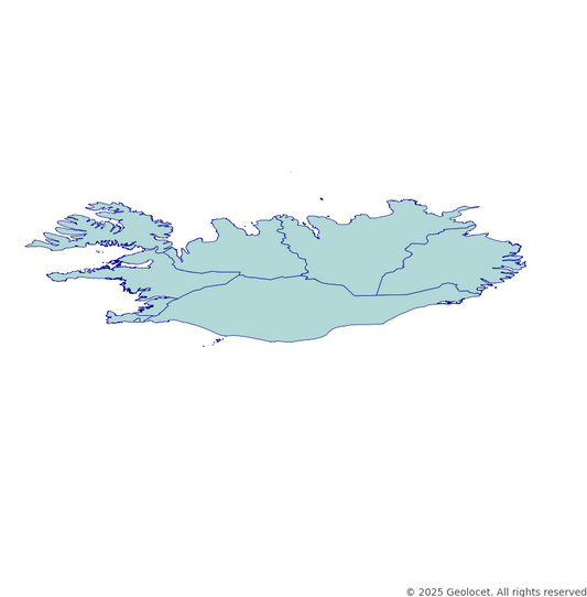 Iceland Regions (Landshlutar) Administrative Boundary Polygons