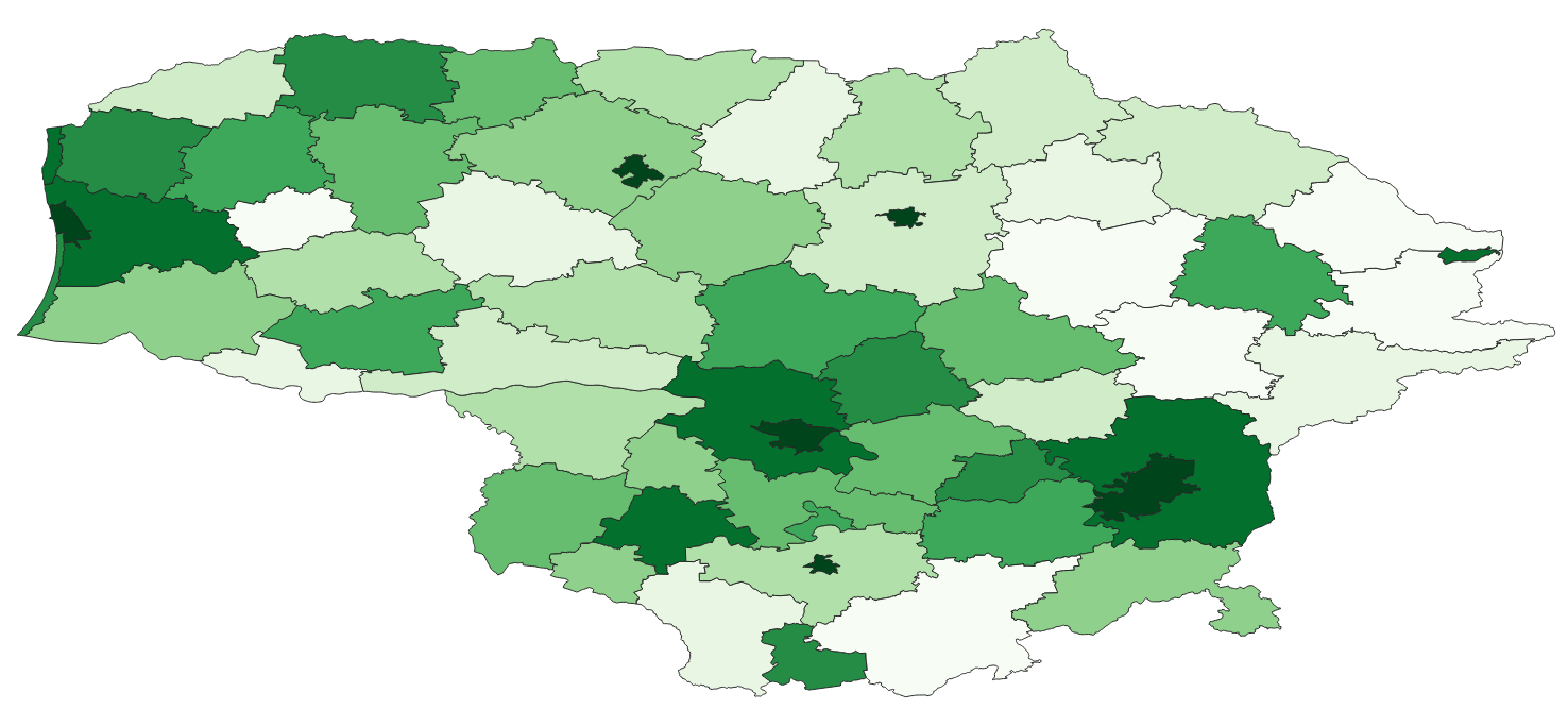 Geodemographics dataset for Lithuania at municipal level with adminsitrative boundaries