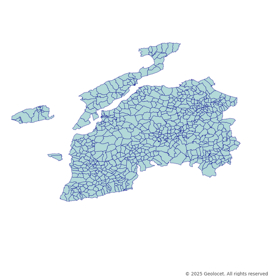 Canakkale Neighbourhoods/Mahalleler Boundary Polygons in a Shape file format