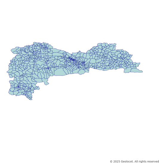 Erzincan Neighbourhoods/Mahalleler Boundary Polygons in a Shape file format