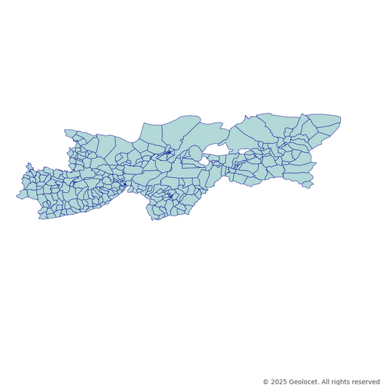 Sirnak Neighbourhoods/Mahalleler Boundary Polygons in a Shape file format