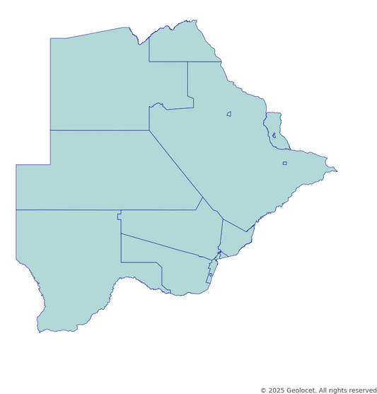 Botswana Country, District-Level Boundary