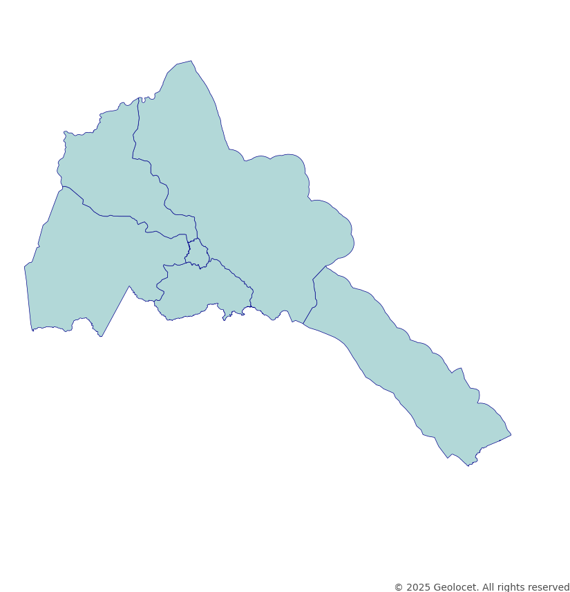 Eritrea Country, Province, District, Municipality-Level Boundary