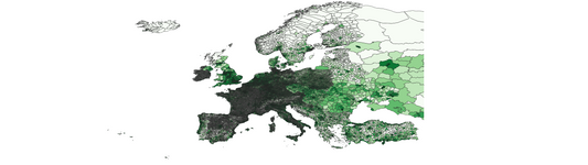 Population density of European municipalities