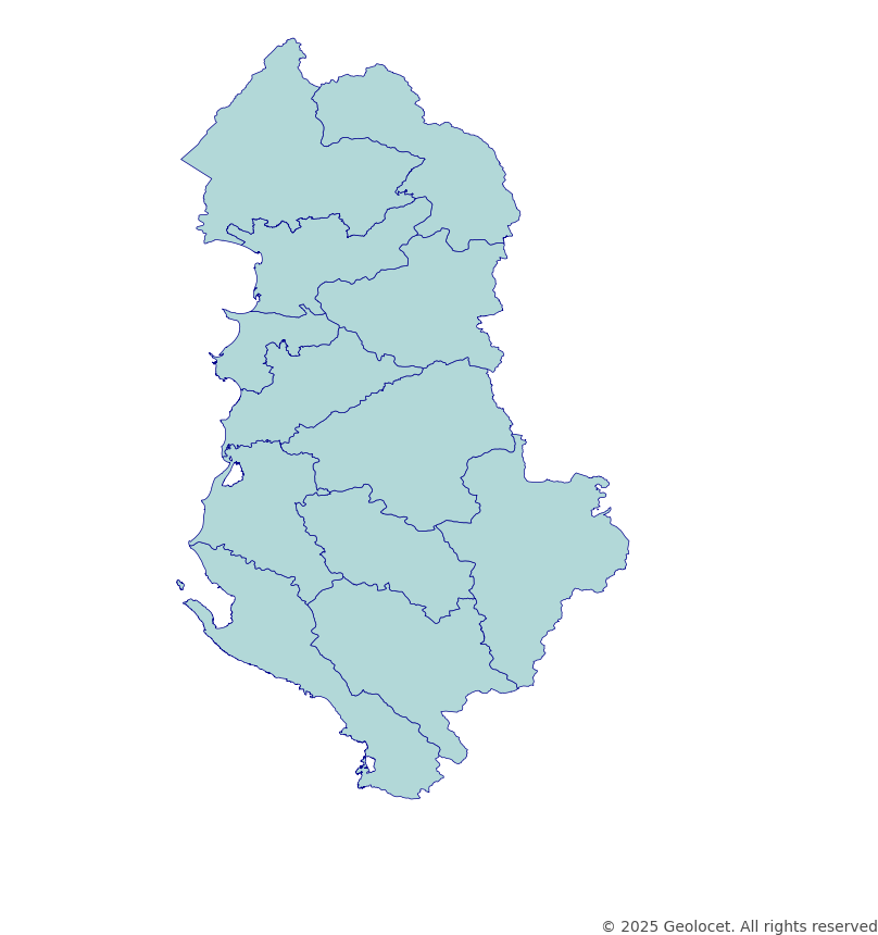 Albania Counties (Qark) Administrative Boundary Polygons