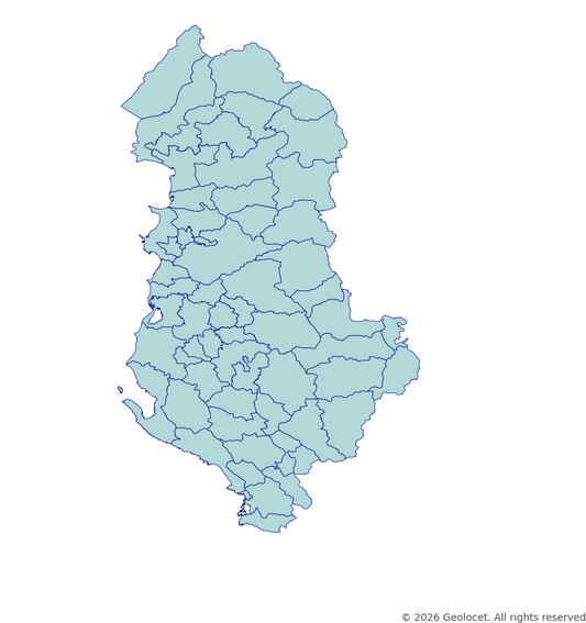 Albania Municipalities (bashkia) GIS Boundaries (Shapefile & GeoPackage) with 2026 Population Data