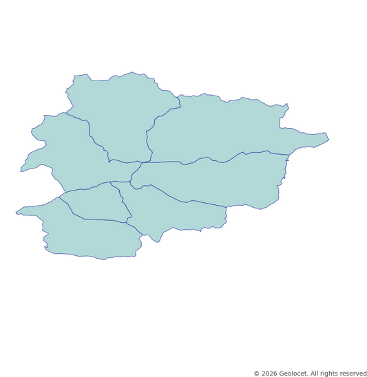 Andorra Full Administrative Hierarchy: Country, Parish GIS Boundaries with 2026 Population Data