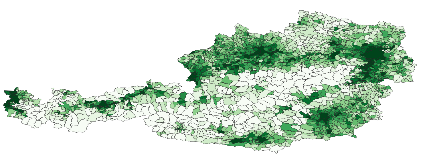 Geodemographics dataset for Austria at municipal level with adminsitrative boundaries