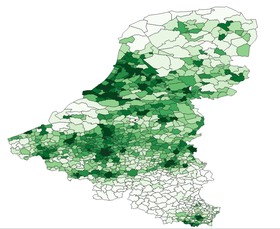 Geodemographics dataset for BeNeLux at municipal level with adminsitrative boundaries