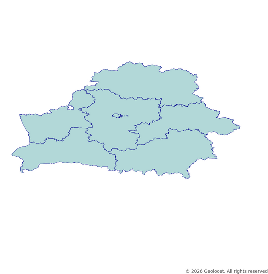 Belarus Regions (вобласьць / область) GIS Boundaries (Shapefile & GeoPackage)