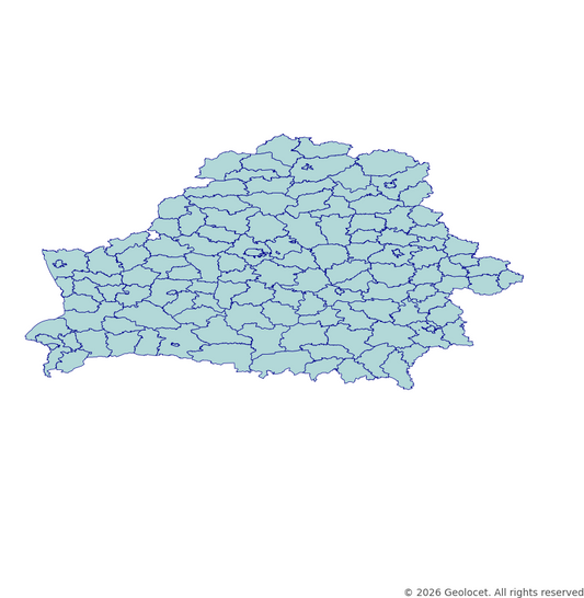 Belarus Districts (раён / район) GIS Boundaries (Shapefile & GeoPackage)