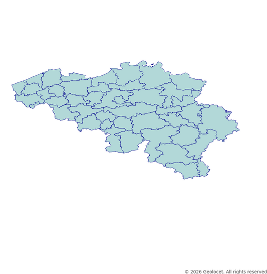 Belgium Arrondissements (NUTS3) GIS Boundaries (Shapefile & GeoPackage) with 2025 Population Data