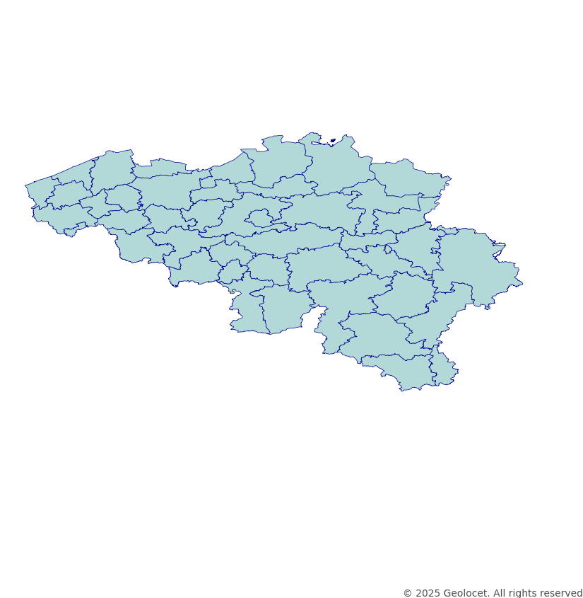 Belgium Arrondissements Administrative Boundary Polygons