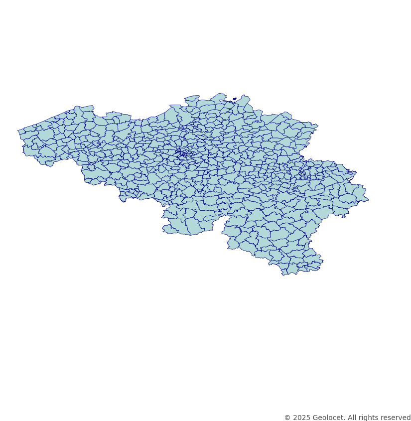 Belgium Municipalities (Communes/Gemeenten) Boundary Polygons