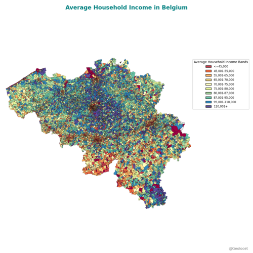 Belgium: Income distribution at Statistical Sector level