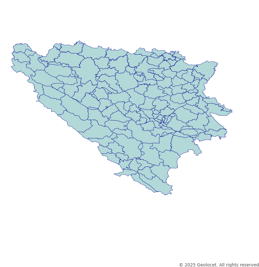 Bosnia and Herzegovina Cities and Municipalities Boundary Polygons