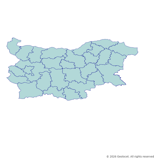 Bulgaria Regions (Области) GIS Boundaries (Shapefile & GeoPackage) with 2025 Population Data