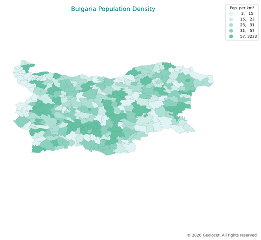 Geodemographics dataset for Bulgaria at municipal level with adminsitrative boundaries