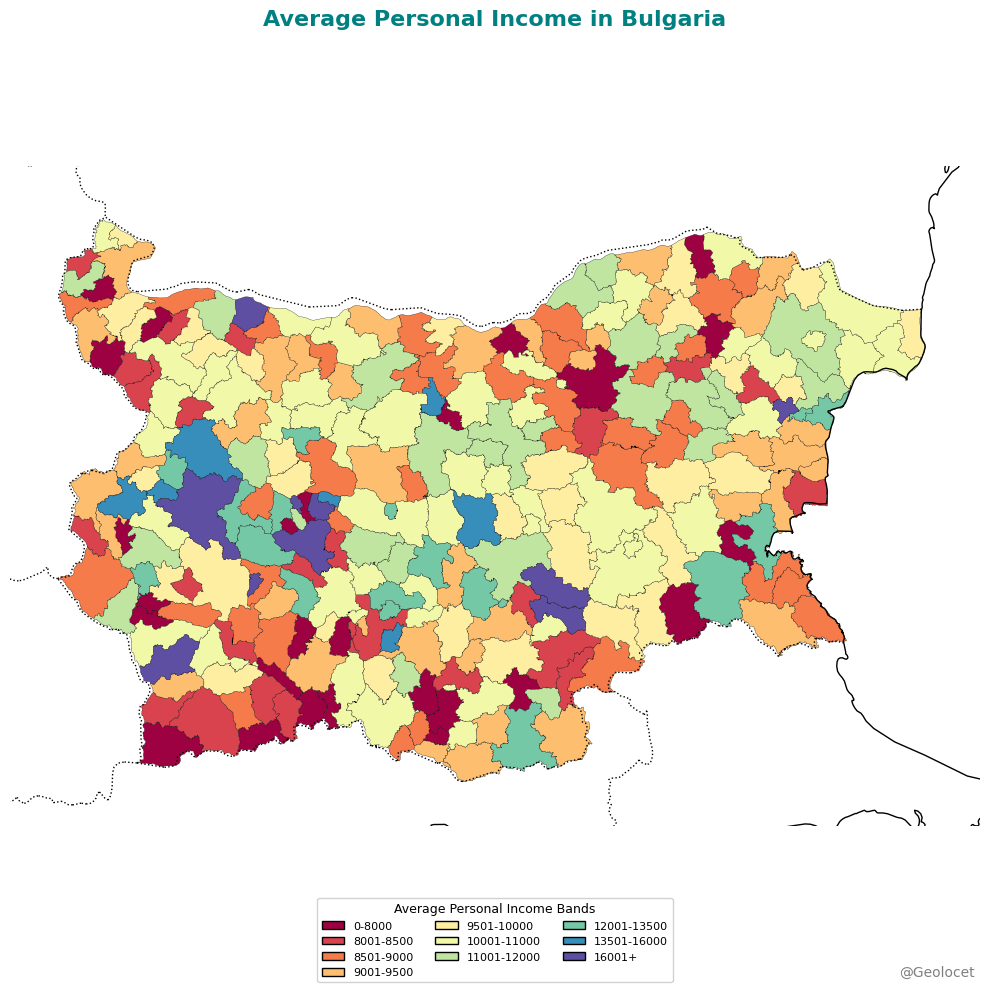 Bulgaria Income Map 2024
