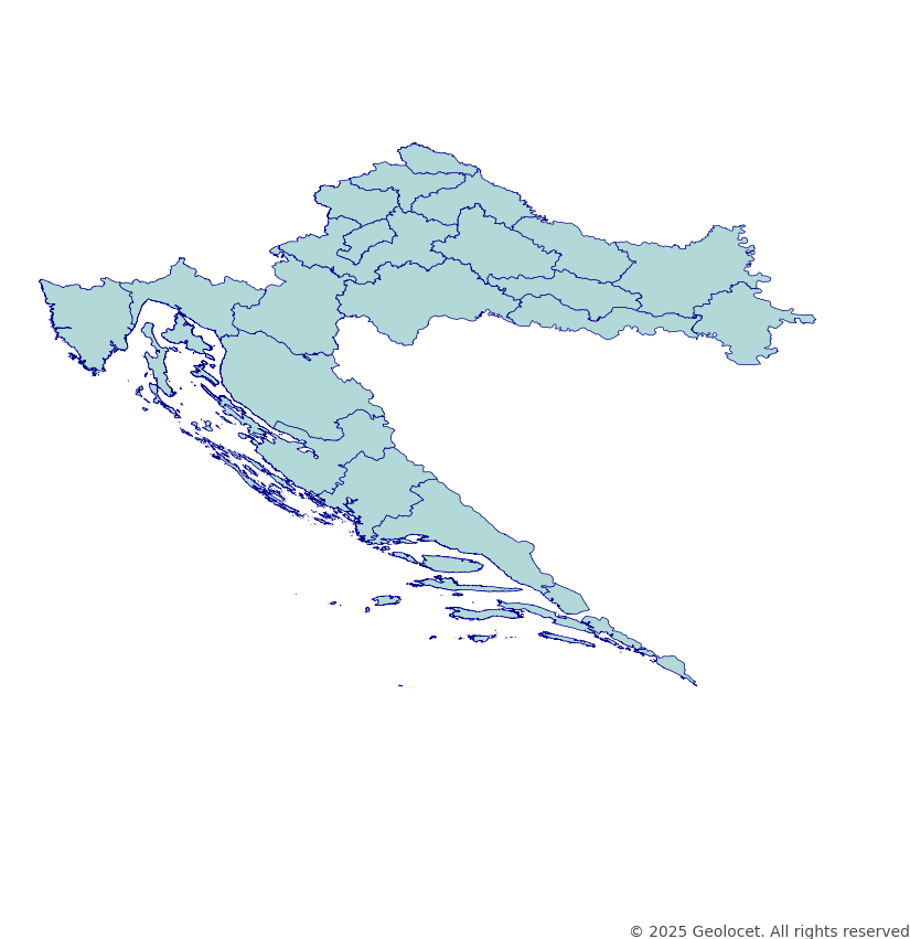 Croatia Counties (županije) Administrative Boundary Polygons