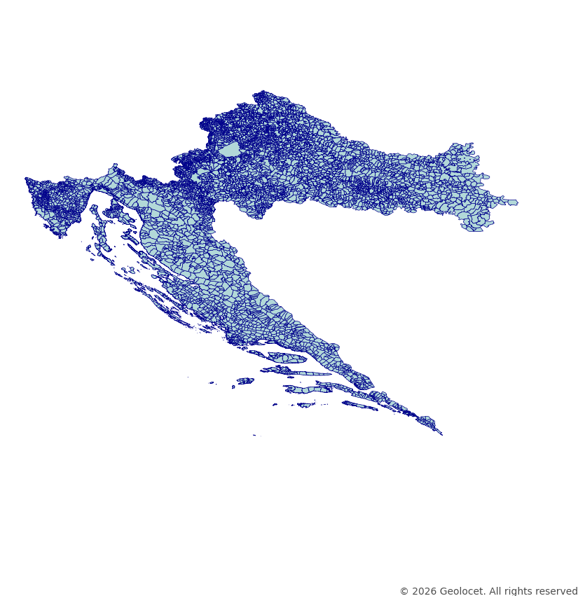 Croatia with marine borders - Administrative Boundary Polygonss