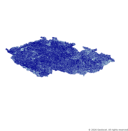 Czech Republic Full Administrative Hierarchy: Country, Statistic region, Region, District, Settlement, Cadastral place GIS Boundaries with 2025 Population Data