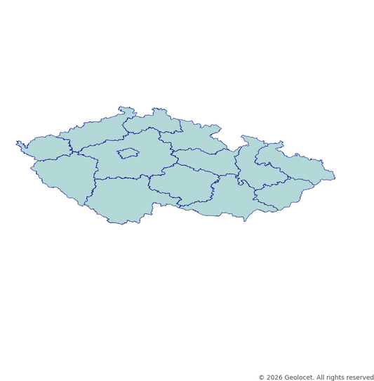 Czech Republic Regions (kraj/NUTS 3) GIS Boundaries (Shapefile & GeoPackage) with 2025 Population Data