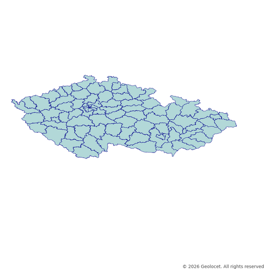 Czech Republic Districts (okres/LAU 1) GIS Boundaries (Shapefile & GeoPackage) with 2025 Population Data