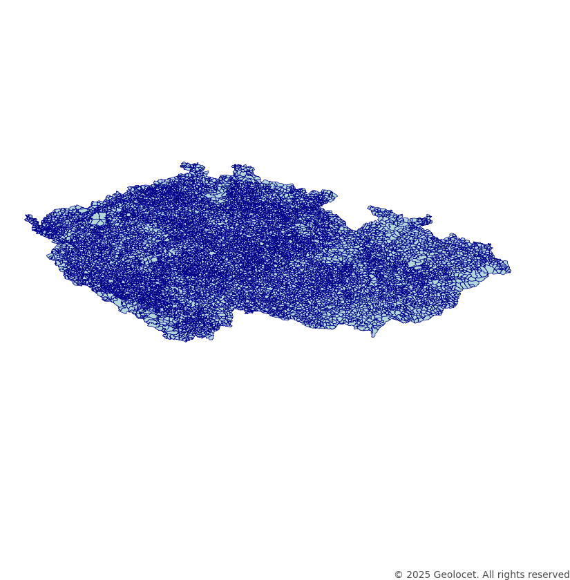 Czech republic Cadastral (Katastrální území) Boundary Polygons