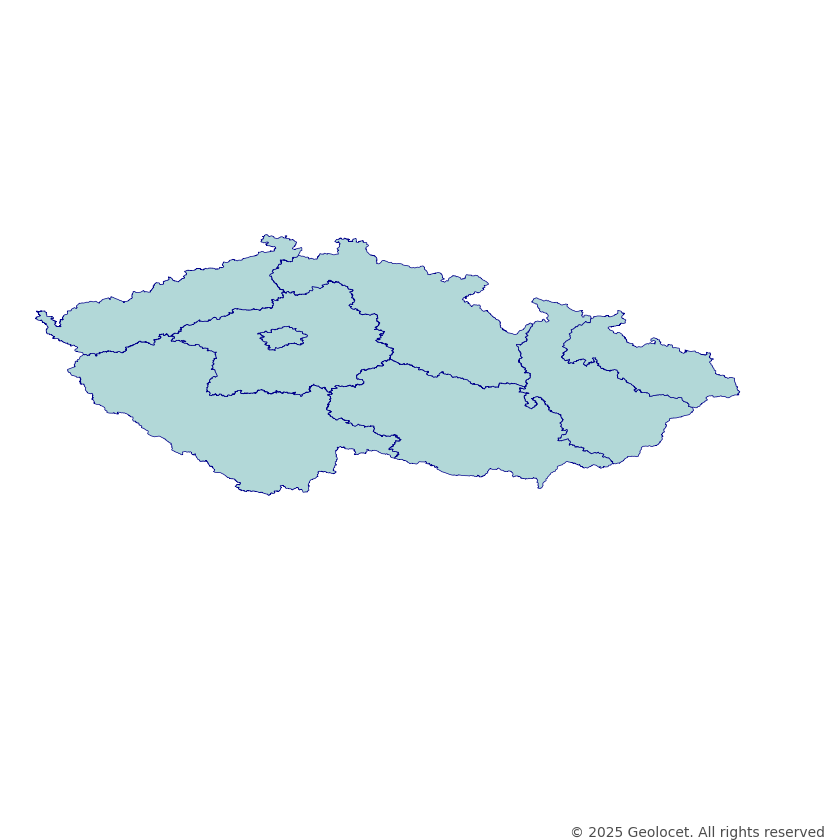 Czech republic Stat Regions (Země) Administrative Boundary Polygons