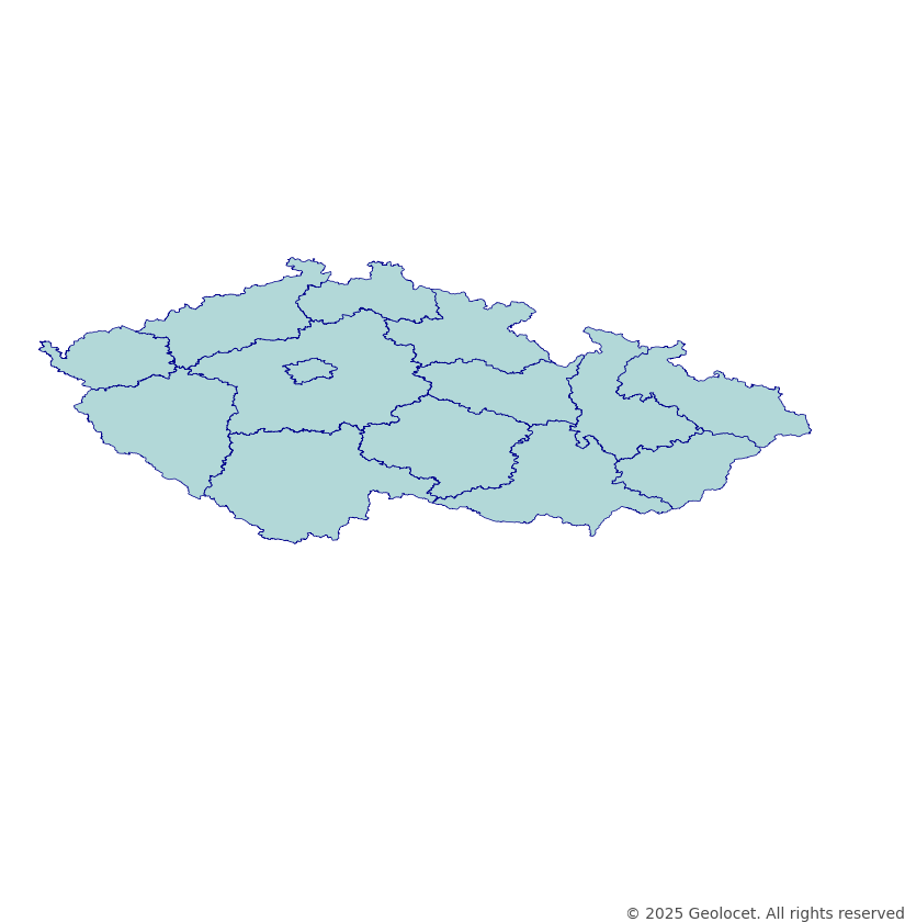 Czech republic Regions (Kraj) Administrative Boundary Polygons