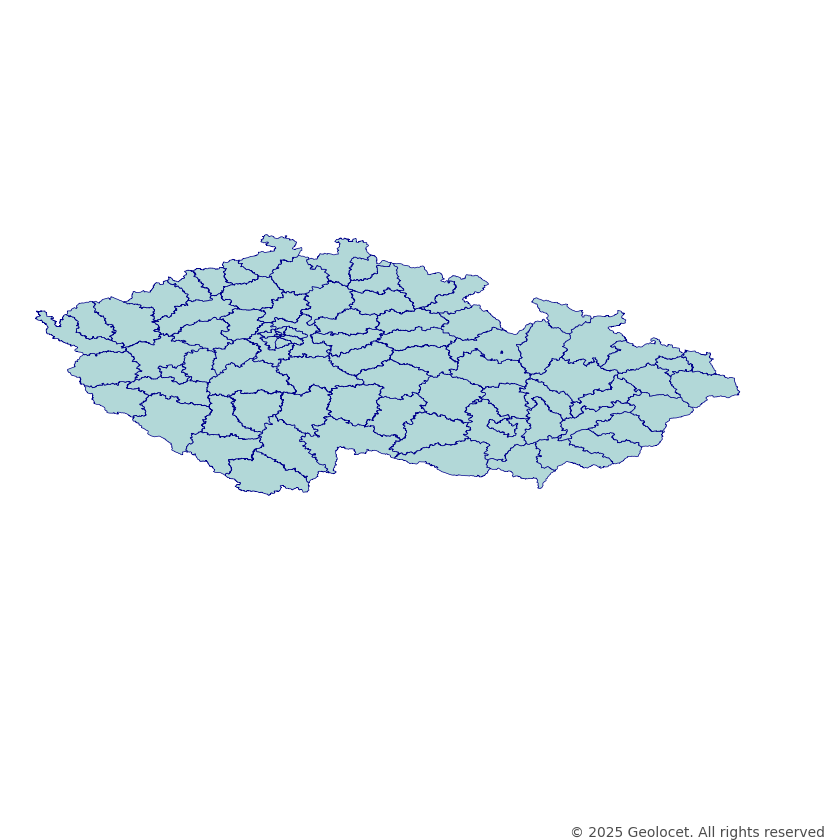 Czech republic Districts (Okres) Administrative Boundary Polygons