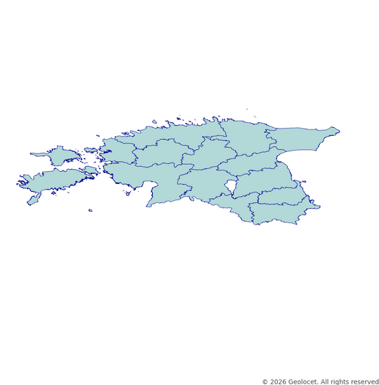 Estonia County (Maakond) GIS Boundaries (Shapefile & GeoPackage) with 2026 Population Data