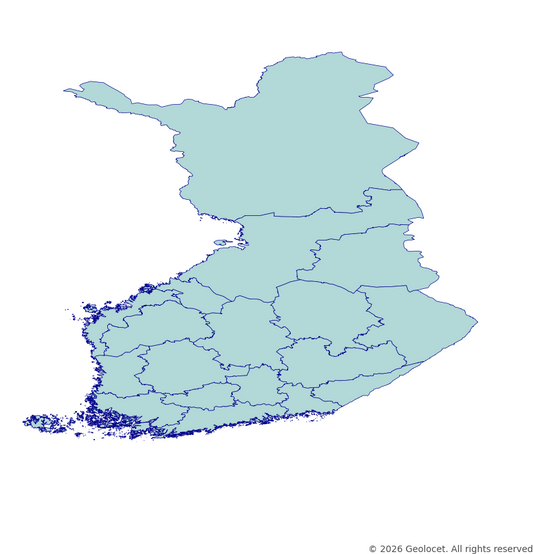 Finland Regions (AVIn toimialueet (ent. läänit), NUTS 2) GIS Boundaries (Shapefile & GeoPackage) with 2026 Population Data