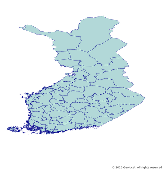 Finland Sub-regions (Seutukunnat, LAU 1) GIS Boundaries (Shapefile & GeoPackage) with 2026 Population Data