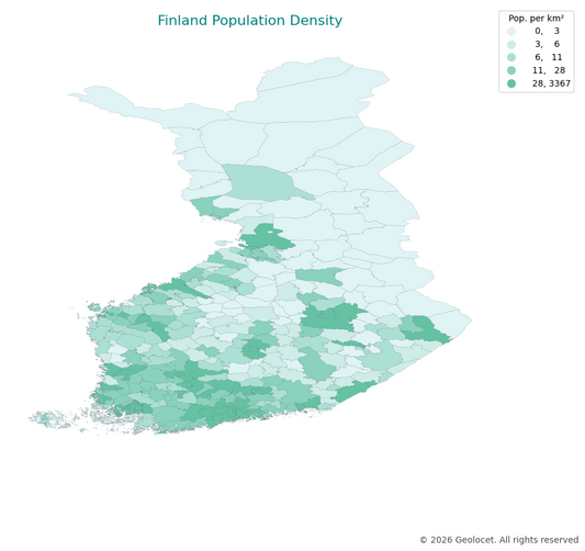 Geodemographics dataset for Finland at municipal level with adminsitrative boundaries