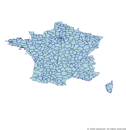 France Arrondissements GIS Boundaries (Shapefile & GeoPackage) with 2026 Population Data