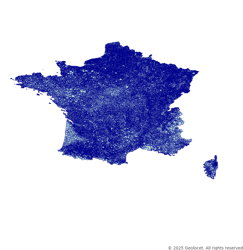 France Municipalities (Communes) Administrative Boundary Polygons