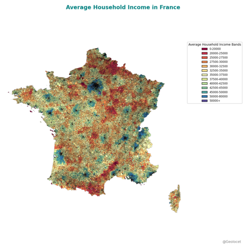 France: Income distribution at IRIS level