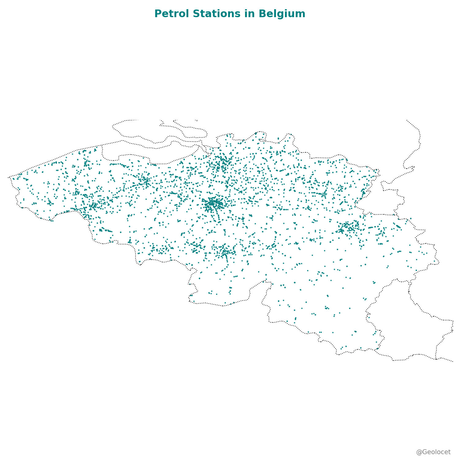 Map of All Petrol Stations Across Belgium