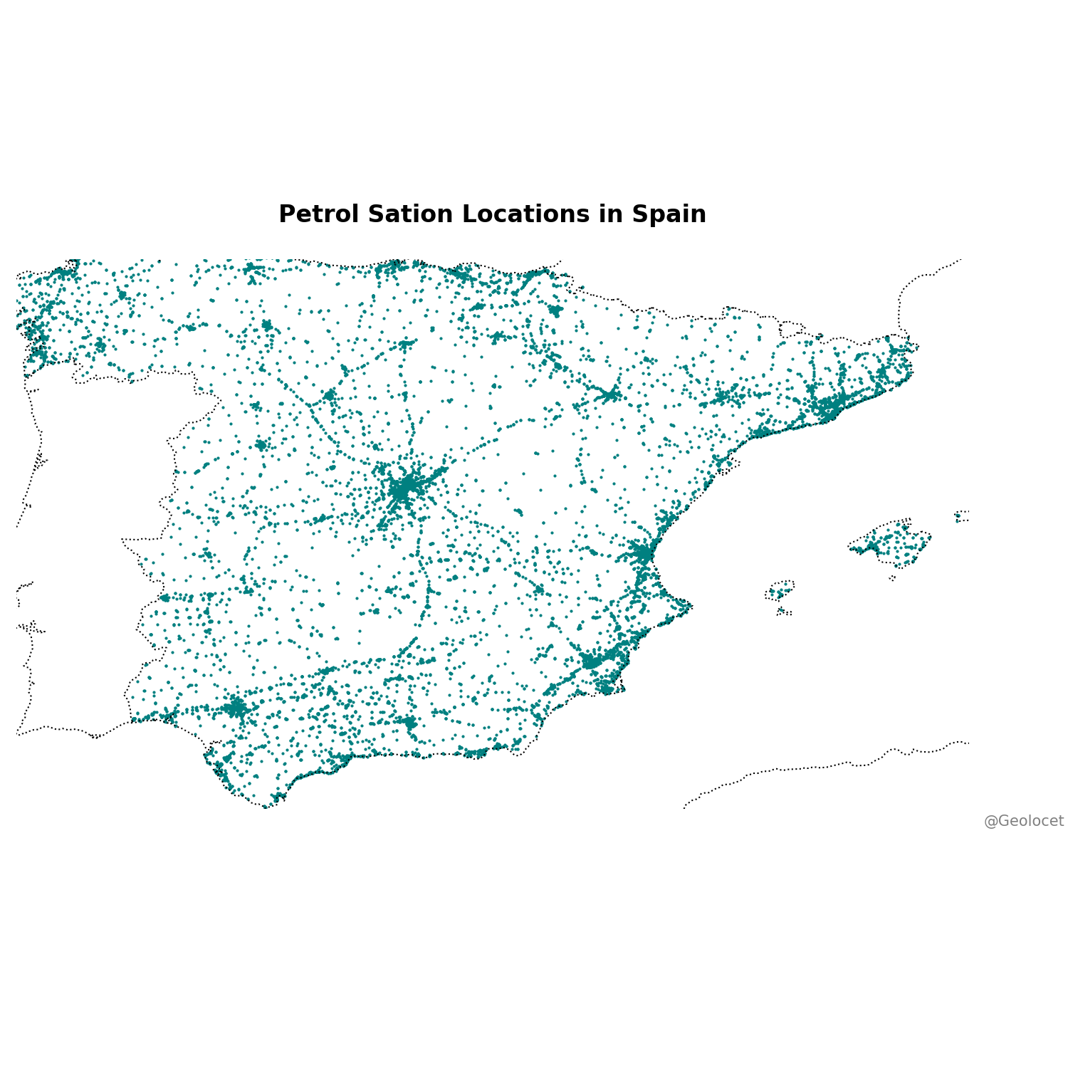 All Petrol Station Locations in Spain: Complete Geographic Dataset