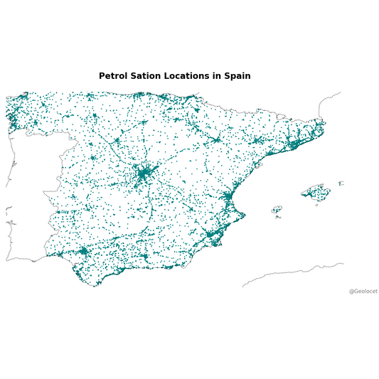 All Petrol Station Locations in Spain: Complete Geographic Dataset