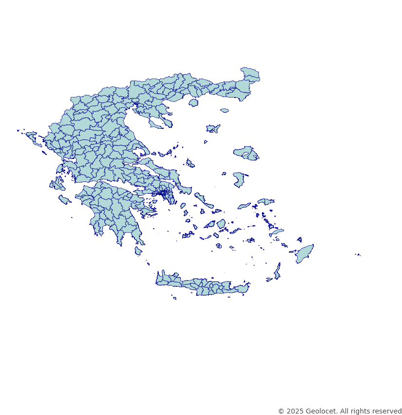 Greece Municipal (Δήμων) Administrative Boundary Polygons