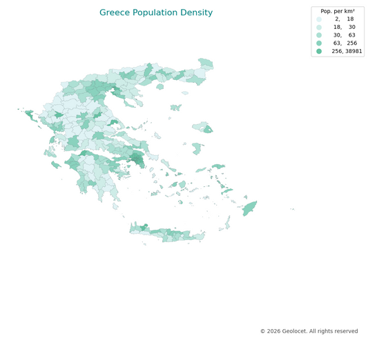 Geodemographics dataset for Greece at municipal level with adminsitrative boundaries